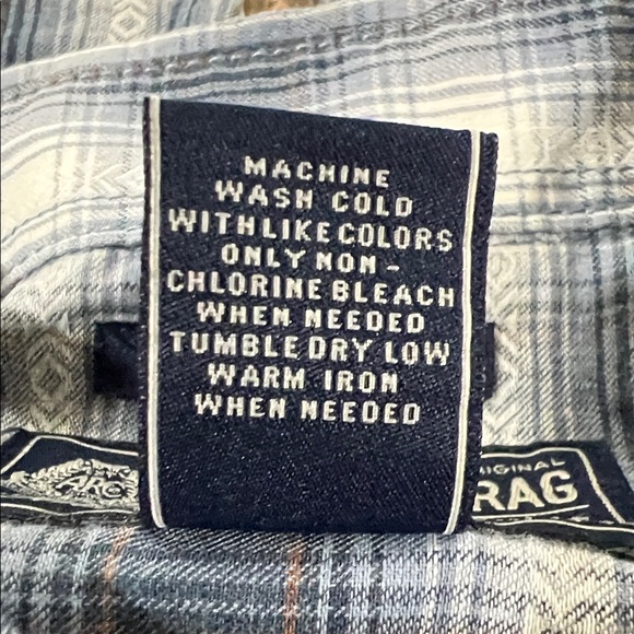 American Rag Men's Blue Plaid Button-Down Short Sleeve Shirt-SIZE Medium EUC - Picture 5 of 9